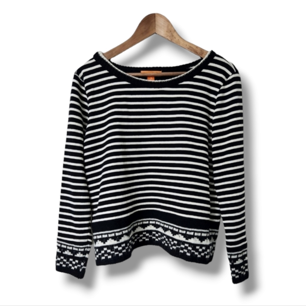 Striped Crewneck Sweater in Black and White